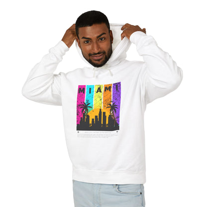 Access Travel "Miami" Sunset Skyline Hoodie — Retro Palm Beach Vibes