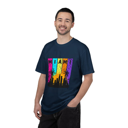 Access Travel "Miami" Sunset Skyline T‑Shirt — Retro Palm Beach Vibes