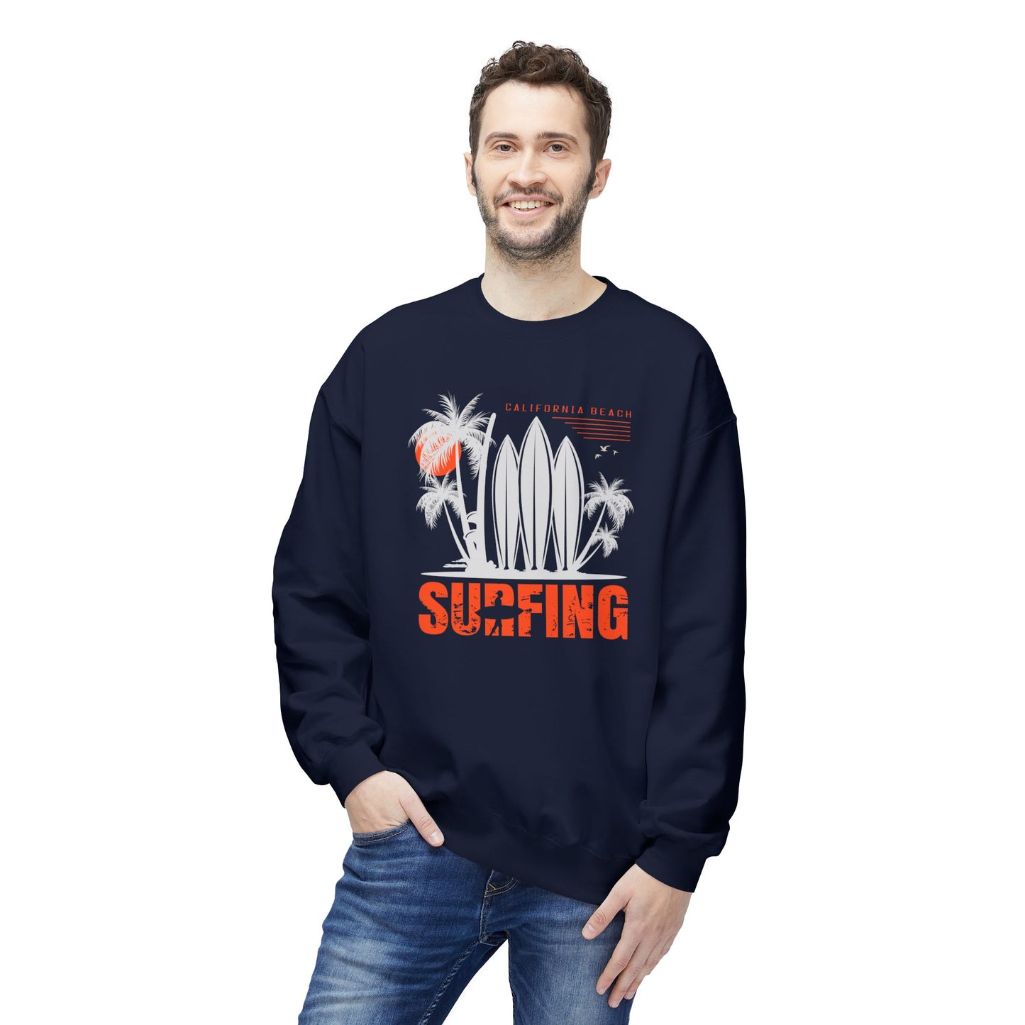 Access Travel "Surfing" California Beach Palm Sweatshirt