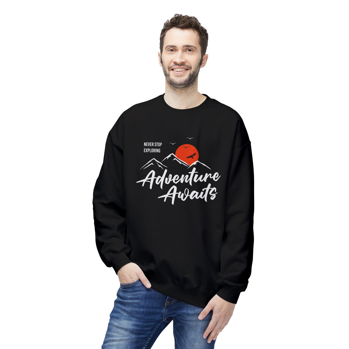 Access Travel "Adventure Awaits" Mountain Graphic Sweatshirt