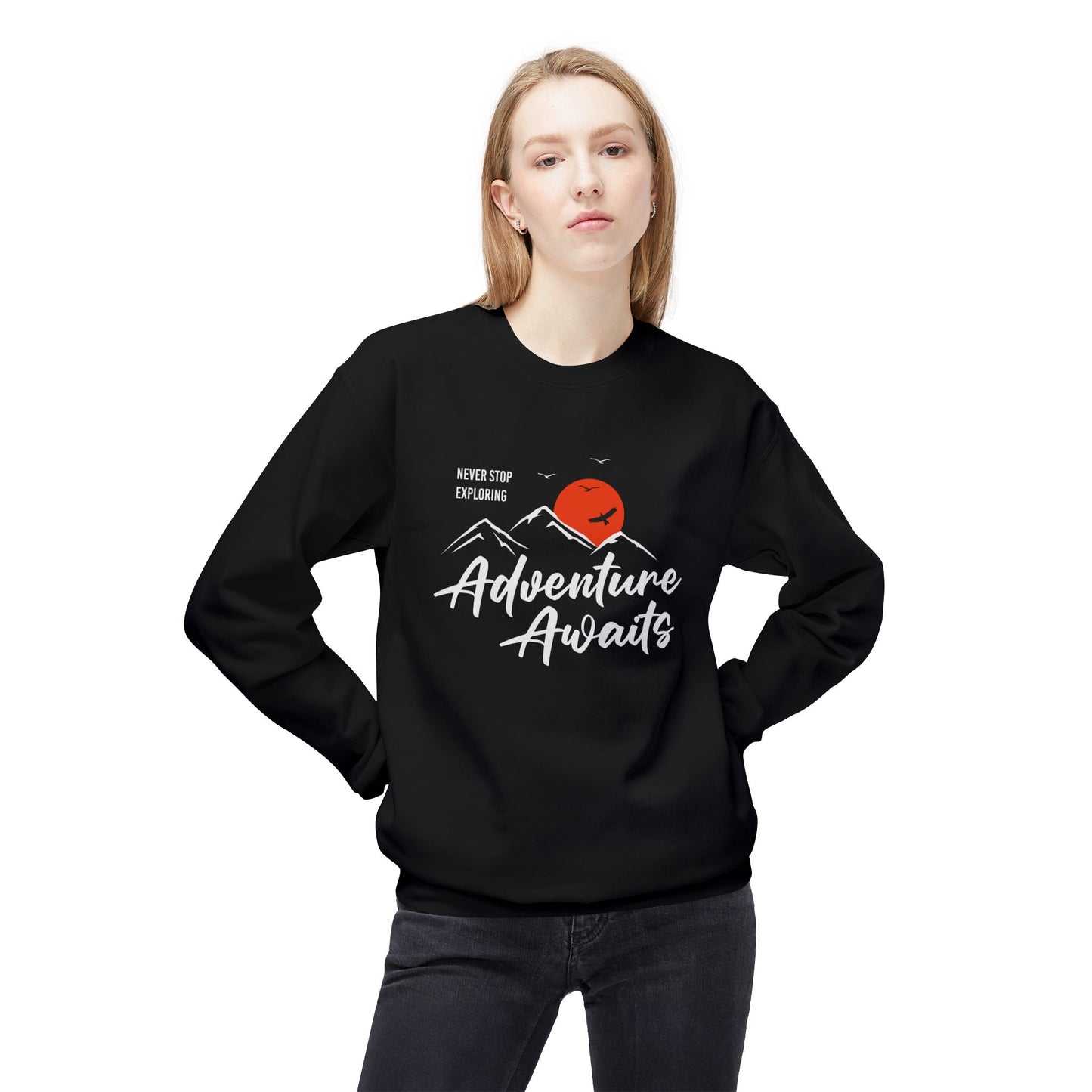 Access Travel "Adventure Awaits" Mountain Graphic Sweatshirt