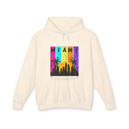 Access Travel "Miami" Sunset Skyline Hoodie — Retro Palm Beach Vibes