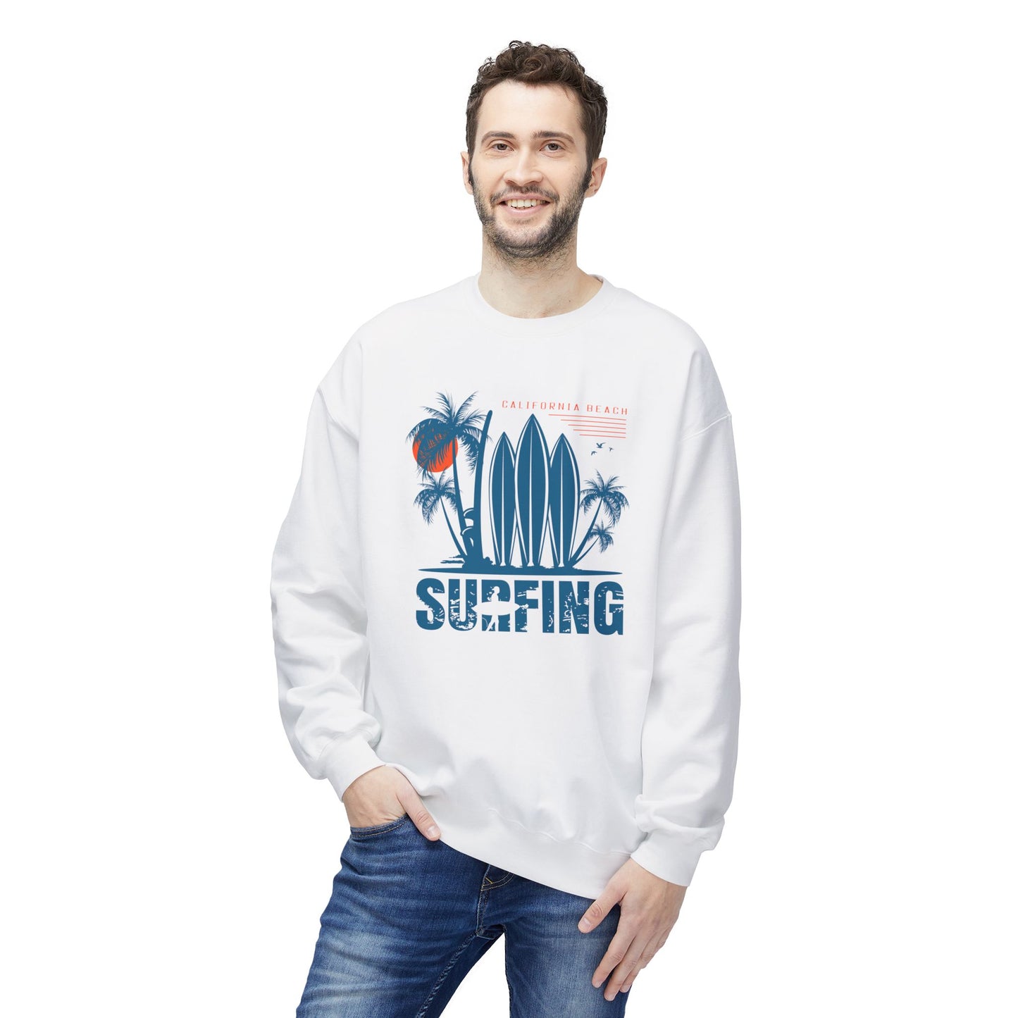Access Travel "Surfing" California Beach Palm Sweatshirt
