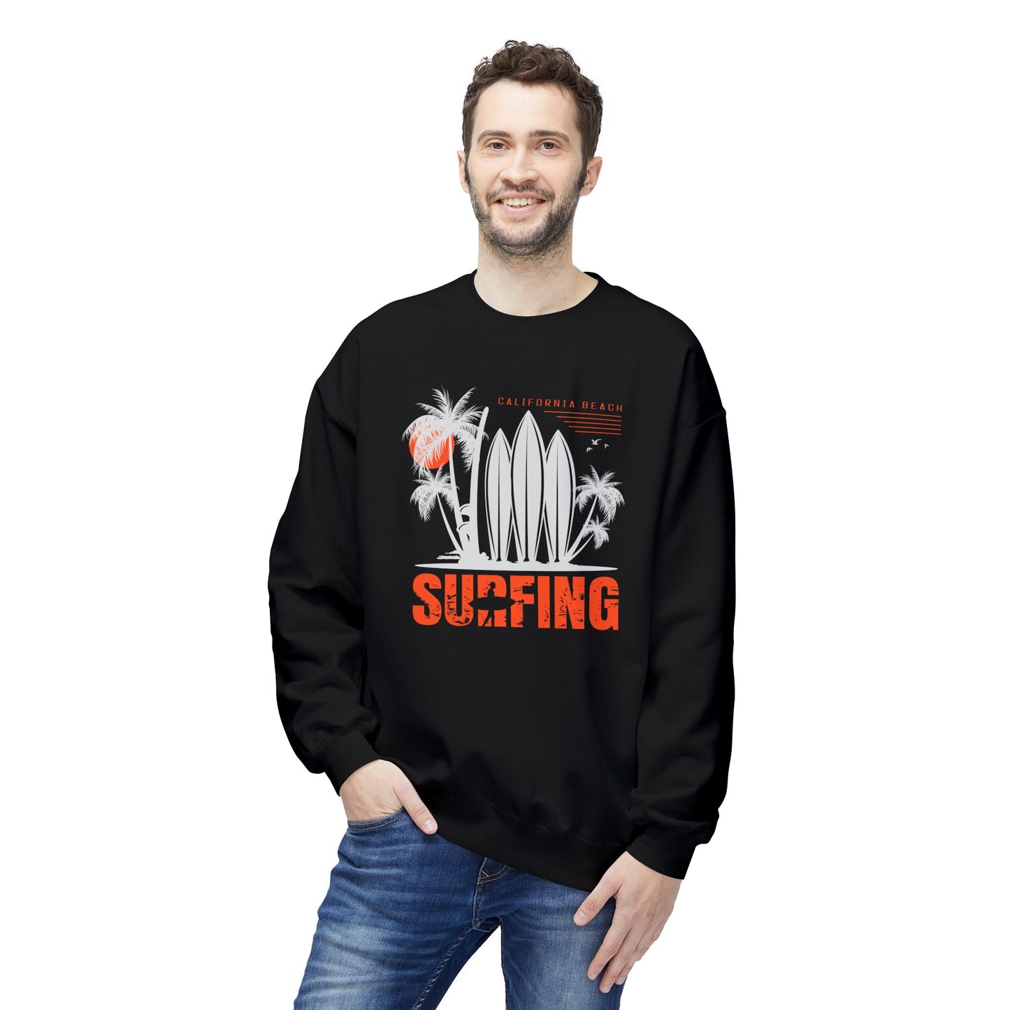 Access Travel "Surfing" California Beach Palm Sweatshirt