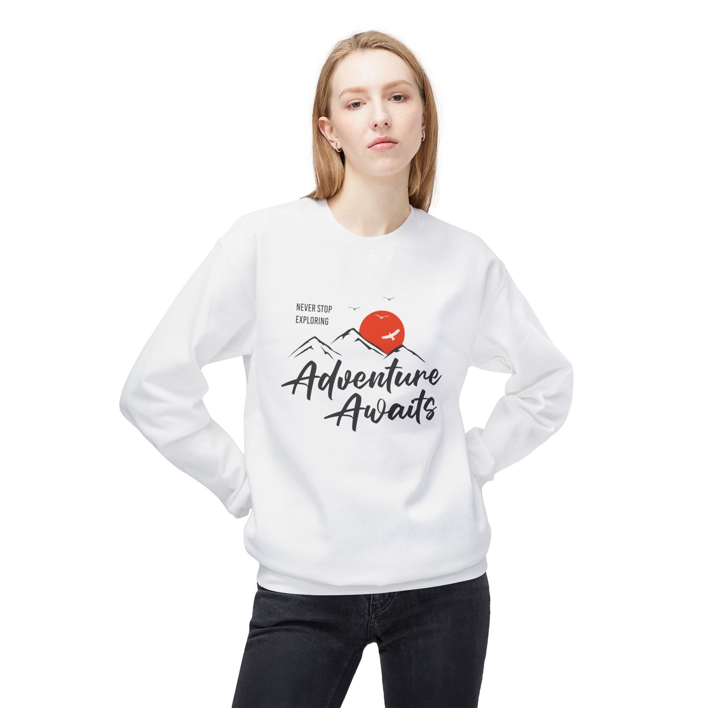 Access Travel "Adventure Awaits" Mountain Graphic Sweatshirt