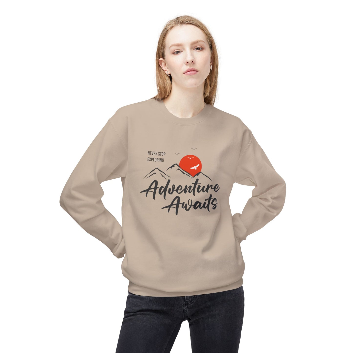Access Travel "Adventure Awaits" Mountain Graphic Sweatshirt