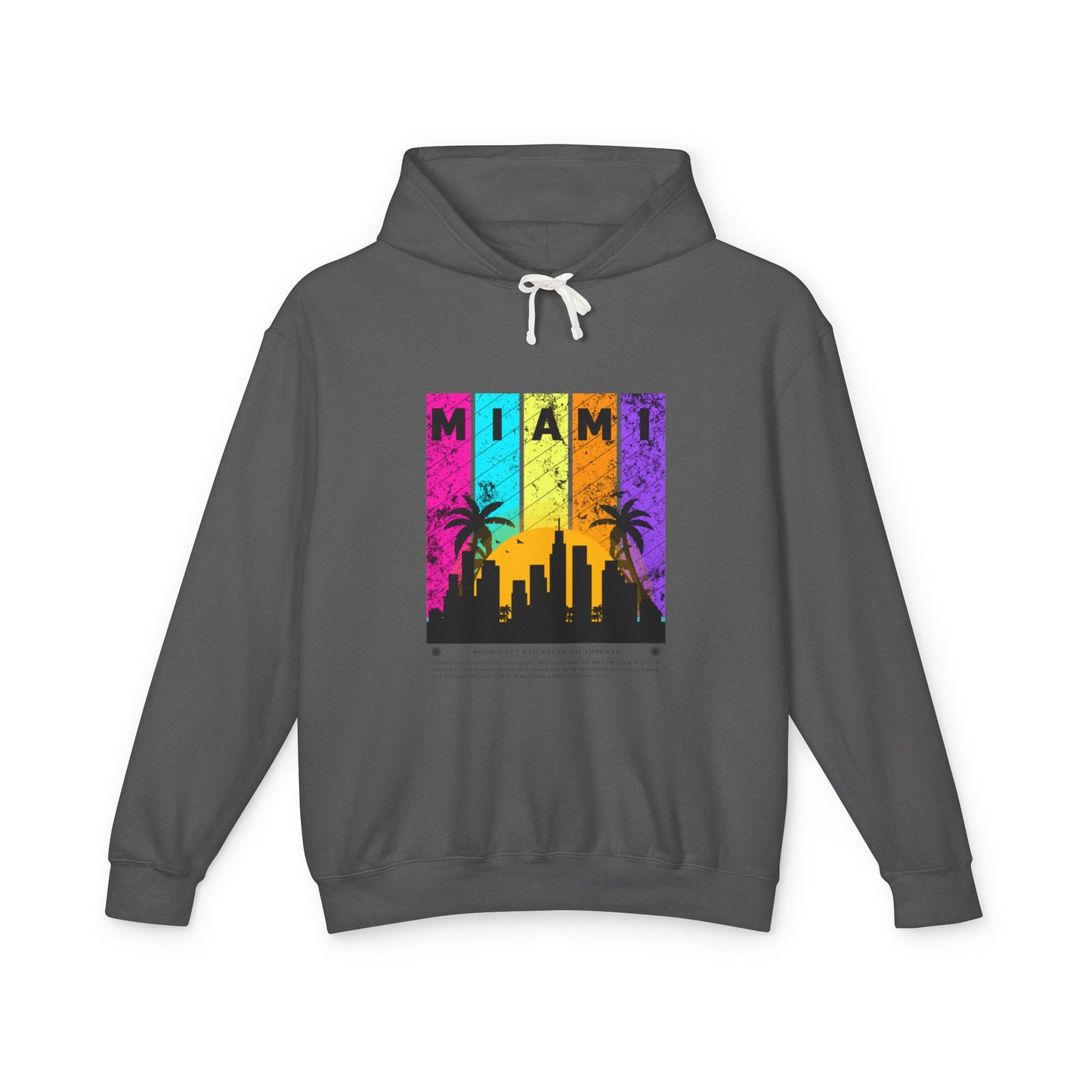 Access Travel "Miami" Sunset Skyline Hoodie — Retro Palm Beach Vibes