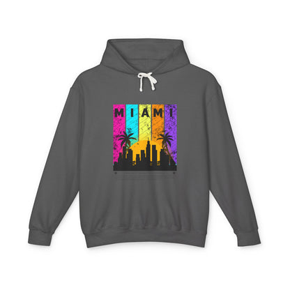 Access Travel "Miami" Sunset Skyline Hoodie — Retro Palm Beach Vibes