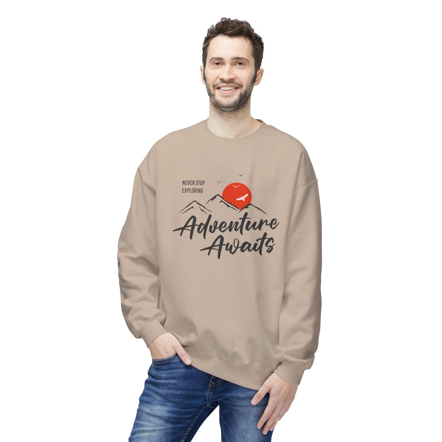 Access Travel "Adventure Awaits" Mountain Graphic Sweatshirt