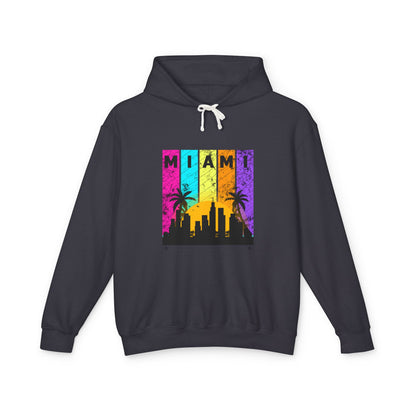 Access Travel "Miami" Sunset Skyline Hoodie — Retro Palm Beach Vibes
