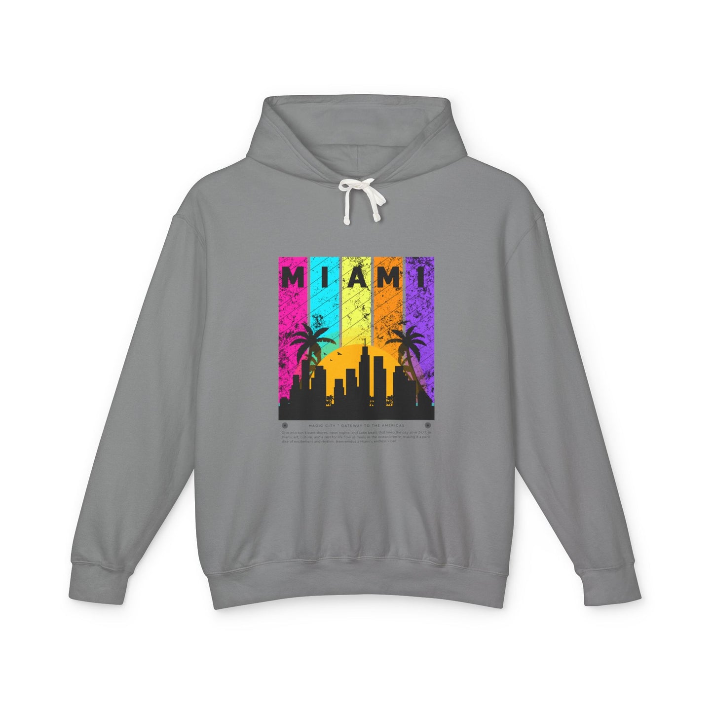 Access Travel "Miami" Sunset Skyline Hoodie — Retro Palm Beach Vibes
