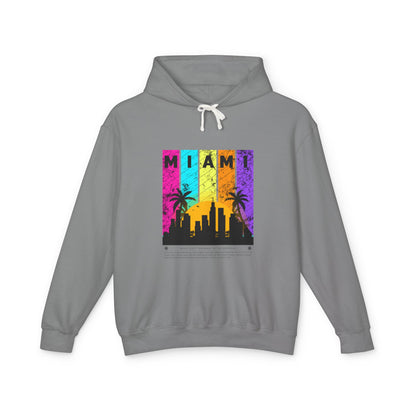 Access Travel "Miami" Sunset Skyline Hoodie — Retro Palm Beach Vibes