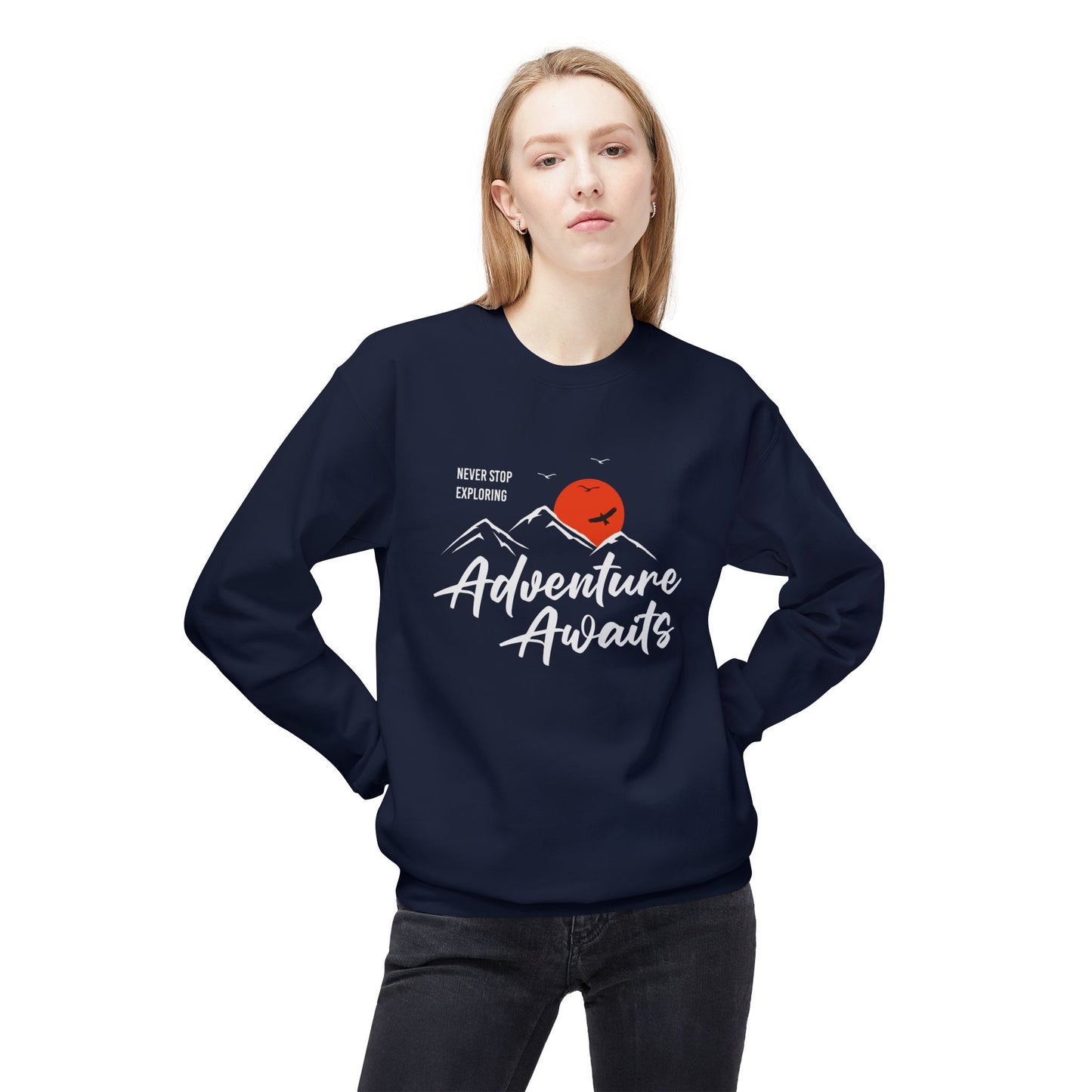 Access Travel "Adventure Awaits" Mountain Graphic Sweatshirt
