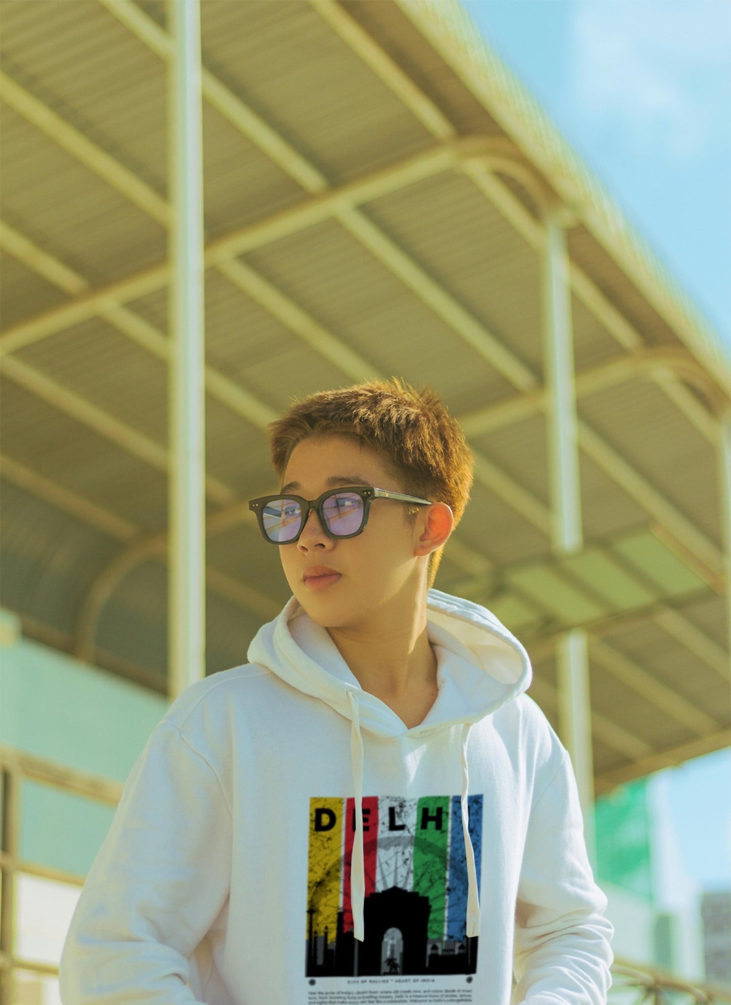 Access Travel "Miami" Sunset Skyline Hoodie — Retro Palm Beach Vibes