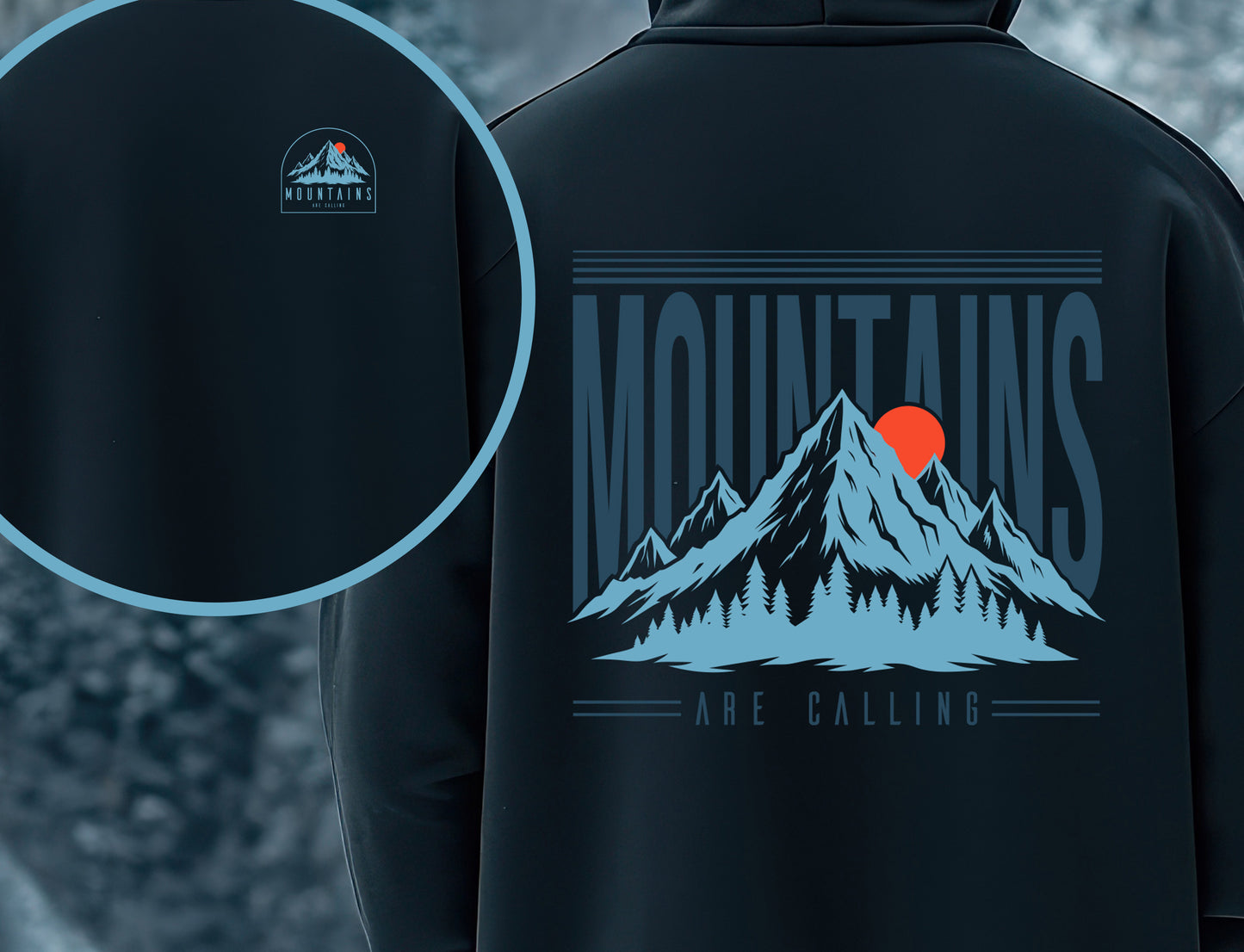 Access Travel "Mountains Are Calling" Sunset Hiking Hoodie